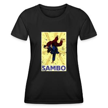 Sambo, Russie, Arts martiaux, Sport de l’URSS - T-shirt sport Femme - noir - Devant - AI Model Female 172 light (172cm)
