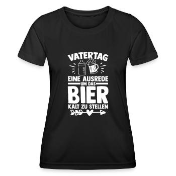 Papa Bier Vater Vatertag - Frauen Funktions-T-Shirt - Schwarz - Vorne - AI Model Female 172 light (172cm)