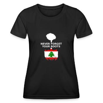 Libanon Never Forget Your Roots - Frauen Funktions-T-Shirt - Schwarz - Vorne - AI Model Female 172 light (172cm)