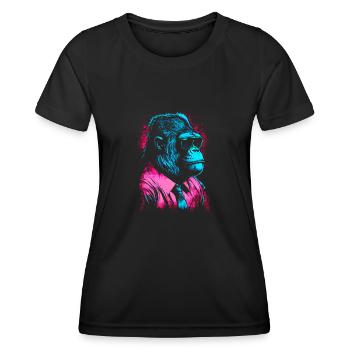 80s Neon Business Gorilla Artwork - Women's Functional T-Shirt - black - Front - AI Model Female 172 light (172cm)