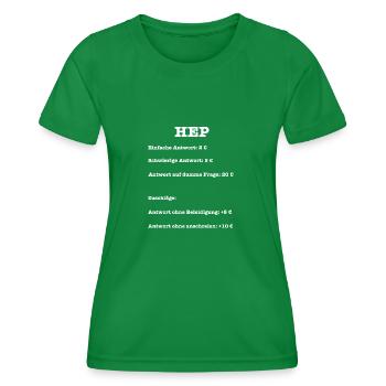 Heilerziehungspfleger HEP Antworten Preisliste - Frauen Funktions-T-Shirt - Kelly Green - Vorne - AI Model Female 172 dark (172cm)