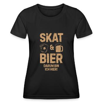 Skat und Bier Spielkarte Poker Pokerspieler - Frauen Funktions-T-Shirt - Schwarz - Vorne - AI Model Female 172 light (172cm)