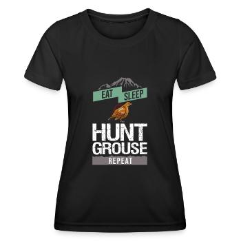 Collared Chicken Bird Grouse Hunting Chicken Hunter - Women's Functional T-Shirt - black - Front - AI Model Female 172 light (172cm)