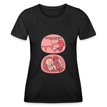 Schwangerschaft Witz - Frauen Funktions-T-Shirt - Schwarz - Vorne - AI Model Female 172 light (172cm)