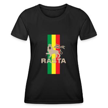Flagge Rasta Reggae Reggaeton Musik Löwe - Frauen Funktions-T-Shirt - Schwarz - Vorne - AI Model Female 172 light (172cm)
