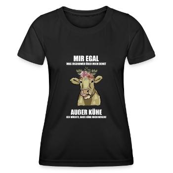 Kuh Landwirt Bauer Rinder Kalb Kühe Geschenk - Frauen Funktions-T-Shirt - Schwarz - Vorne - AI Model Female 172 light (172cm)
