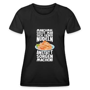 Statt Sorgen Nudeln machen - Frauen Funktions-T-Shirt - Schwarz - Vorne - AI Model Female 172 light (172cm)