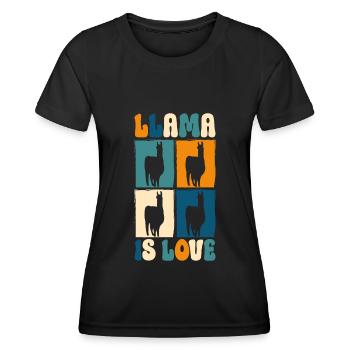 Llama Nutztier Südamerika Sanft - Frauen Funktions-T-Shirt - Schwarz - Vorne - AI Model Female 172 light (172cm)