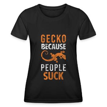 Geckos Lézard Terrarium Doux - T-shirt sport Femme - noir - Devant - AI Model Female 172 light (172cm)