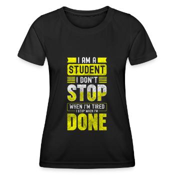 Etudiant Futur Chargé de Conférences à l’Université - T-shirt sport Femme - noir - Devant - AI Model Female 172 light (172cm)