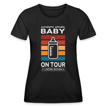 Baby on Tour - Frauen Funktions-T-Shirt - Schwarz - Vorne - AI Model Female 172 light (172cm)