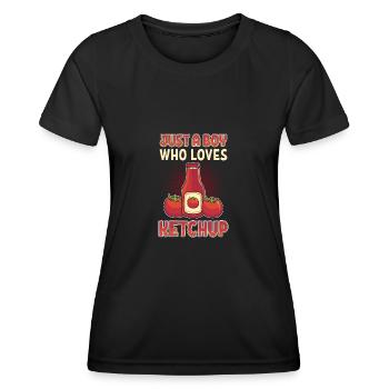 Nur ein Junge, der Ketchup liebt - Frauen Funktions-T-Shirt - Schwarz - Vorne - AI Model Female 172 light (172cm)