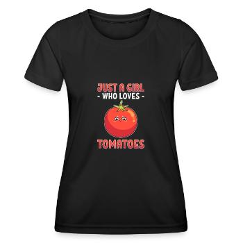 Just a boy who loves tomatoes - Women's Functional T-Shirt - black - Front - AI Model Female 172 light (172cm)