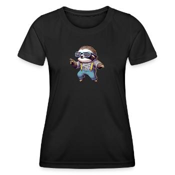 A 80s retro sloth with chill Vibes - Women's Functional T-Shirt - black - Front - AI Model Female 172 light (172cm)