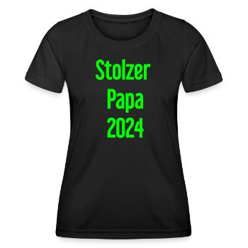 Stolzer Papa 2024 – für frischgebackene Väter - Frauen Funktions-T-Shirt - Schwarz - Vorne - AI Model Female 172 light (172cm)