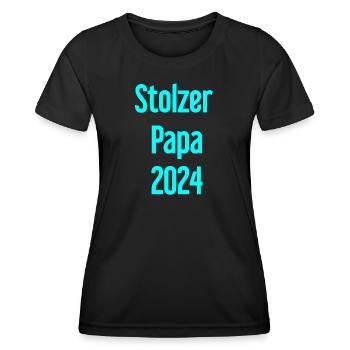 Stolzer Papa 2024 – für frischgebackene Väter - Frauen Funktions-T-Shirt - Schwarz - Vorne - AI Model Female 172 light (172cm)