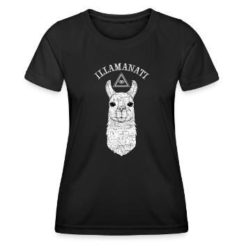 Illamanati | Cool Llama Design with Triangle - T-shirt sport Femme - noir - Devant - AI Model Female 172 light (172cm)