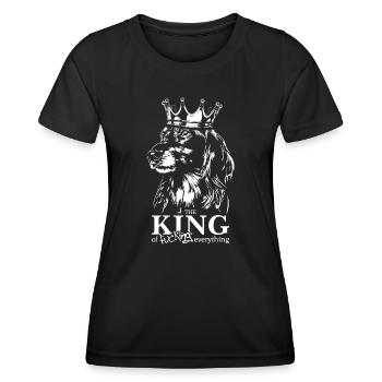 Teckel à poil long Roi de tout Chiens Disant - T-shirt sport Femme - noir - Devant - AI Model Female 172 light (172cm)