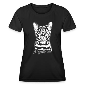 Bengalkatze Katzen Portrait Rassekatze Wilsigns - Frauen Funktions-T-Shirt - Schwarz - Vorne - AI Model Female 172 light (172cm)