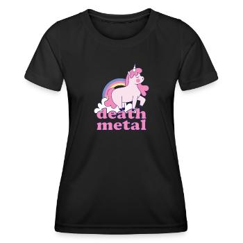 Lustig Death Metal Einhorn Regenbogen Metalhead - Frauen Funktions-T-Shirt - Schwarz - Vorne - AI Model Female 172 light (172cm)