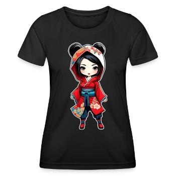 Cute Little Manga Geisha - Women's Functional T-Shirt - black - Front - AI Model Female 172 light (172cm)