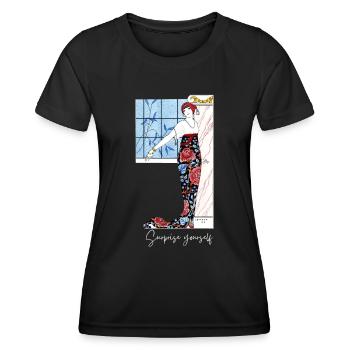 Art Deco 02 - Frauen Funktions-T-Shirt - Schwarz - Vorne - AI Model Female 172 light (172cm)