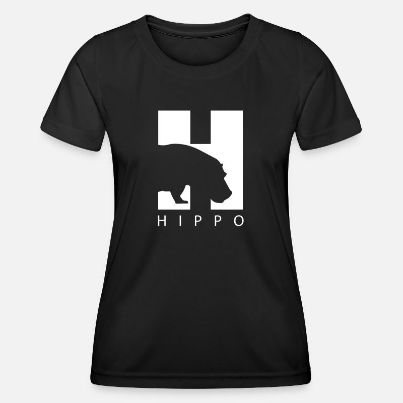 HIppo Silhouette Hippopotamus - Women's Functional T-Shirt - black