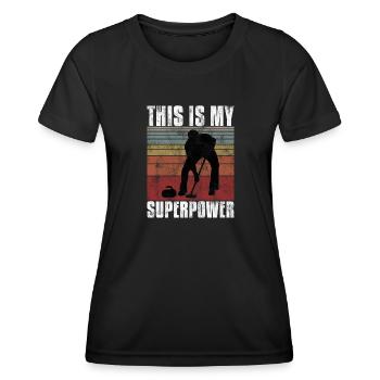 Curling is my Superpower Curler Eisstockschießen - Women's Functional T-Shirt - black - Front - AI Model Female 172 light (172cm)