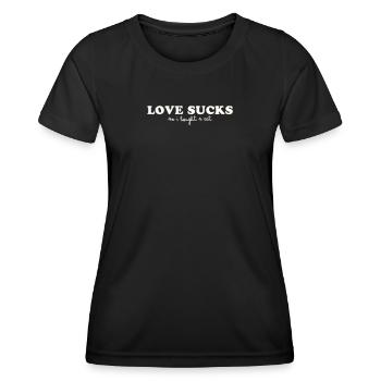L’AMOUR CRAINT - ALORS J’AI ACHETÉ UN CHAT - T-shirt sport Femme - noir - Devant - AI Model Female 172 light (172cm)