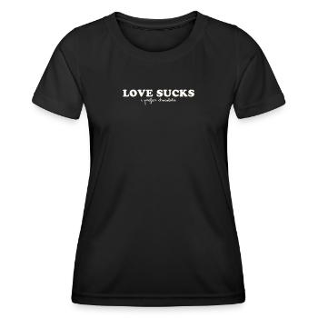 L’AMOUR CRAINT - JE PRÉFÈRE LE CHOCOLAT - T-shirt sport Femme - noir - Devant - AI Model Female 172 light (172cm)