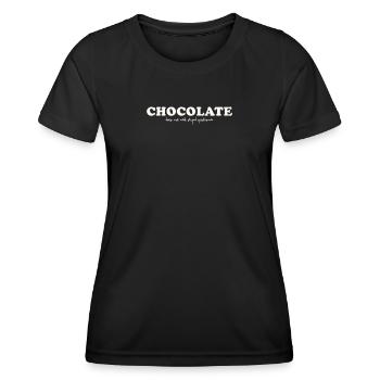 LE CHOCOLAT NE POSE PAS DE QUESTIONS STUPIDES - T-shirt sport Femme - noir - Devant - AI Model Female 172 light (172cm)