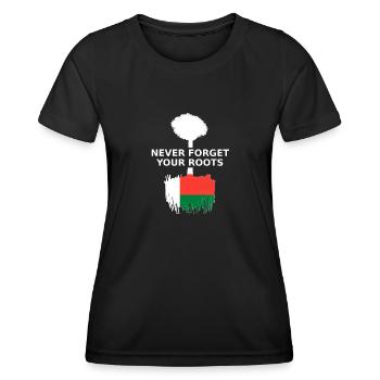 Madagaskar Never Forget Your Roots - Frauen Funktions-T-Shirt - Schwarz - Vorne - AI Model Female 172 light (172cm)