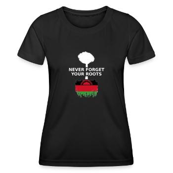 Malawi Never Forget Your Roots - Frauen Funktions-T-Shirt - Schwarz - Vorne - AI Model Female 172 light (172cm)