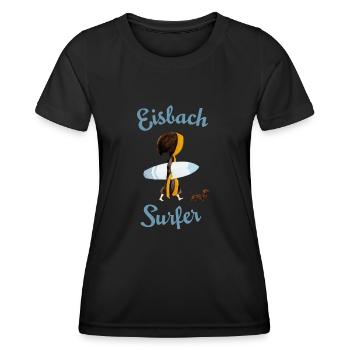 Münchner Kindl mit Surfbrett und Dackel - Frauen Funktions-T-Shirt - Schwarz - Vorne - AI Model Female 172 light (172cm)