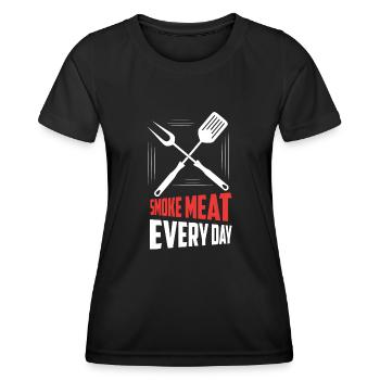 Smoke Meat Every Day Smoker BBQ Grilling - Frauen Funktions-T-Shirt - Schwarz - Vorne - AI Model Female 172 light (172cm)