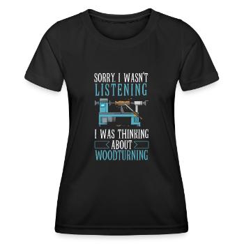 Tour à bois tournante - T-shirt sport Femme - noir - Devant - AI Model Female 172 light (172cm)