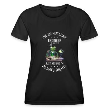 Nuklearingenieur für Kernkraftwerk und Kernenergie - Frauen Funktions-T-Shirt - Schwarz - Vorne - AI Model Female 172 light (172cm)
