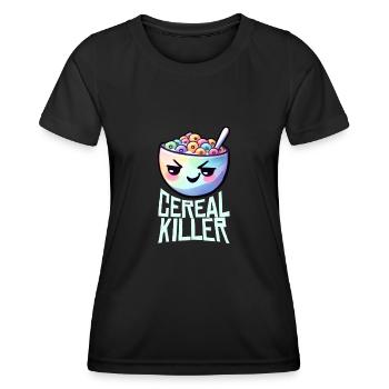 Cereal Killer Breakfast Pun - Women's Functional T-Shirt - black - Front - AI Model Female 172 light (172cm)