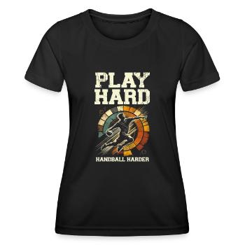 Hart spielen Handball härter Sportler Sportler - Frauen Funktions-T-Shirt - Schwarz - Vorne - AI Model Female 172 light (172cm)