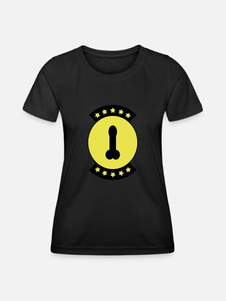 Penis-Abzeichen 2 c - Frauen Funktions-T-Shirt - Schwarz