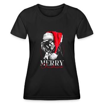 Santa TOSA INU Joyeux Noël Chiens Wilsigns - T-shirt sport Femme - noir - Devant - AI Model Female 172 light (172cm)