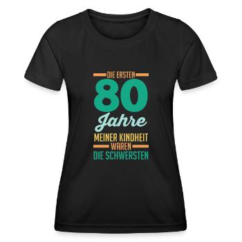 Achtzig Achtzigster 80 Jahre Geburtstag - Frauen Funktions-T-Shirt - Schwarz - Vorne - AI Model Female 172 light (172cm)
