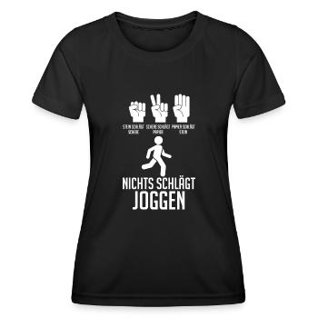 Läufer Joggen Laufen - Frauen Funktions-T-Shirt - Schwarz - Vorne - AI Model Female 172 light (172cm)
