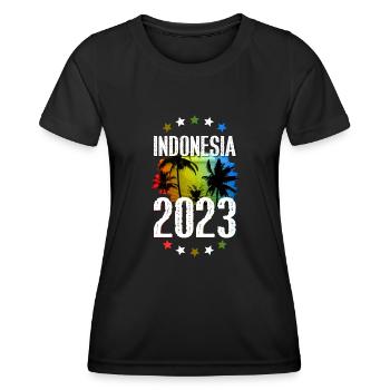 Indonesia 2023 - Frauen Funktions-T-Shirt - Schwarz - Vorne - AI Model Female 172 light (172cm)