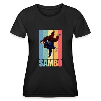 Sambo Arts Martiaux Russie URSS Costume de sport - T-shirt sport Femme - noir - Devant - AI Model Female 172 light (172cm)