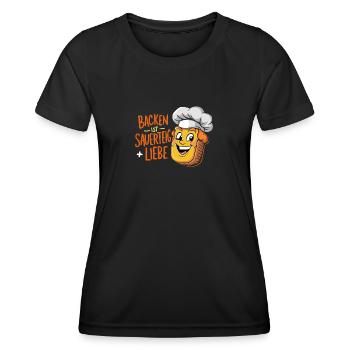 Backen ist Sauerteig und Liebe - Frauen Funktions-T-Shirt - Schwarz - Vorne - AI Model Female 172 light (172cm)
