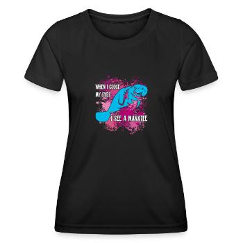 Ich träume von Manatee und Dugong - Frauen Funktions-T-Shirt - Schwarz - Vorne - AI Model Female 172 light (172cm)