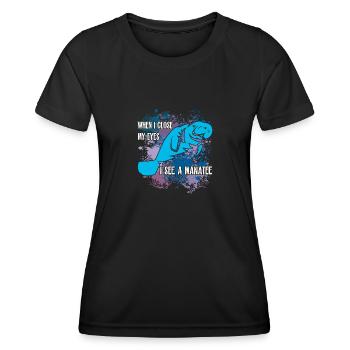 Ich träume von Manatee und Dugong - Frauen Funktions-T-Shirt - Schwarz - Vorne - AI Model Female 172 light (172cm)