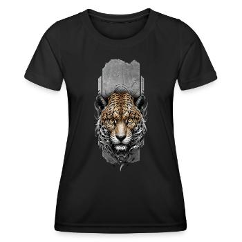 Fierce Majesty: Intense Jaguar Head - Women's Functional T-Shirt - black - Front - AI Model Female 172 light (172cm)