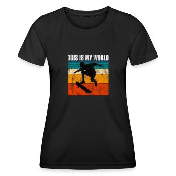This is My world Skateboard Skateboarder Skate - T-shirt sport Femme - noir - Devant - AI Model Female 172 light (172cm)